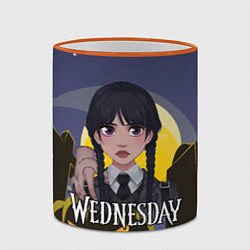 Кружка 3D Уэнсдэй на фоне луны, цвет: 3D-оранжевый кант — фото 2