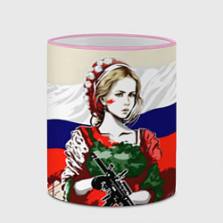 Кружка 3D Девушка солдат, цвет: 3D-розовый кант — фото 2