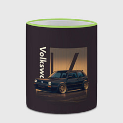 Кружка 3D Volkswagen Golf class, цвет: 3D-светло-зеленый кант — фото 2