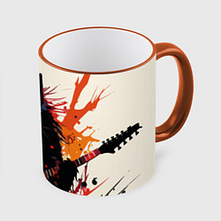 Кружка 3D Black rocker cat on a light background - C-Cats co, цвет: 3D-оранжевый кант