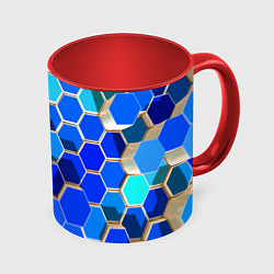 Кружка 3D Абстракция неоновая, цвет: 3D-белый + красный