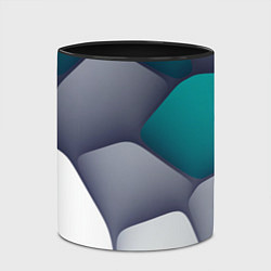 Кружка 3D Серо-бело-синий каменный паттерн, цвет: 3D-белый + черный — фото 2