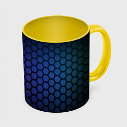 Кружка 3D Abstract hexagon fon, цвет: 3D-белый + желтый