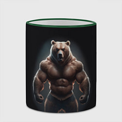 Кружка 3D Сильный медведь спортсмен, цвет: 3D-зеленый кант — фото 2