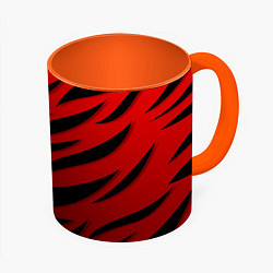 Кружка 3D Красный градиент - языки пламени, цвет: 3D-белый + оранжевый