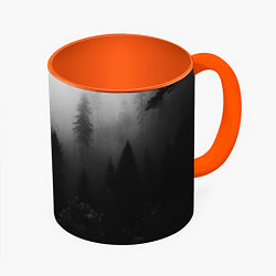 Кружка 3D Красивый туманный лес, цвет: 3D-белый + оранжевый