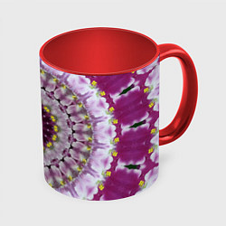 Кружка 3D Мандала Нежные фиалочки, цвет: 3D-белый + красный