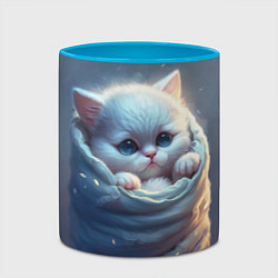 Кружка 3D Котик в мешке, цвет: 3D-белый + небесно-голубой — фото 2