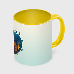 Кружка 3D Козерог на приятном светлом фоне, цвет: 3D-белый + желтый