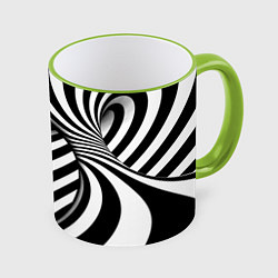 Кружка 3D Оптические иллюзии зебра, цвет: 3D-светло-зеленый кант