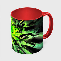 Кружка 3D Fractal green explosion, цвет: 3D-белый + красный