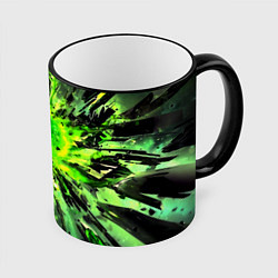 Кружка 3D Fractal green explosion, цвет: 3D-черный кант