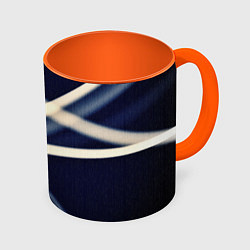 Кружка 3D Полосатая абстракция, цвет: 3D-белый + оранжевый