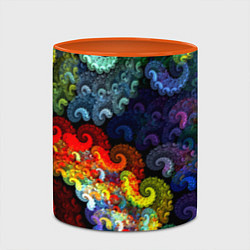 Кружка 3D Фрактальный узор оптический, цвет: 3D-белый + оранжевый — фото 2