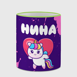 Кружка 3D Нина единорог с сердечком, цвет: 3D-светло-зеленый кант — фото 2