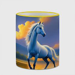 Кружка 3D Белая лошадь на рассвете, цвет: 3D-желтый кант — фото 2