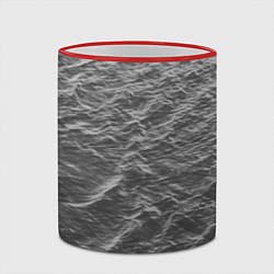 Кружка 3D Серые волны, цвет: 3D-красный кант — фото 2