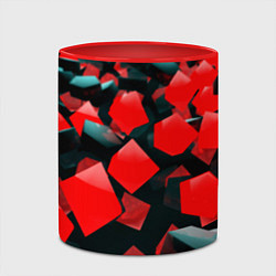 Кружка 3D Черно красные кубы, цвет: 3D-белый + красный — фото 2