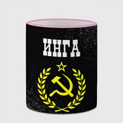 Кружка 3D Инга и желтый символ СССР со звездой, цвет: 3D-розовый кант — фото 2