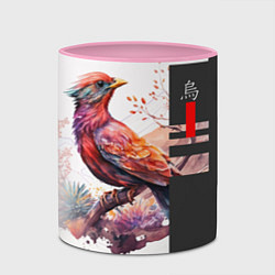Кружка 3D Птичка на ветке, цвет: 3D-белый + розовый — фото 2