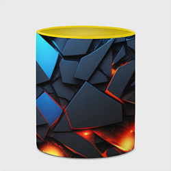 Кружка 3D Геометрия объемные плиты, цвет: 3D-белый + желтый — фото 2