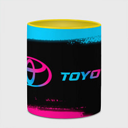 Кружка 3D Toyota - neon gradient: надпись и символ, цвет: 3D-белый + желтый — фото 2