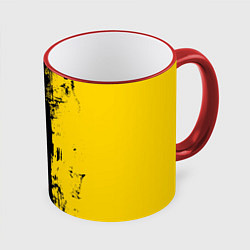 Кружка 3D Вертикальная черно-желтая полоса Cyberpunk 2077, цвет: 3D-красный кант