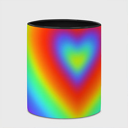Кружка 3D Сердце - радужный градиент, цвет: 3D-белый + черный — фото 2