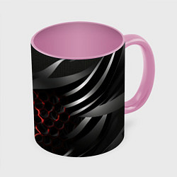 Кружка 3D Black and red abstract, цвет: 3D-белый + розовый