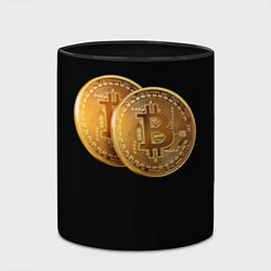 Кружка 3D Биткоин золотой, цвет: 3D-белый + черный — фото 2