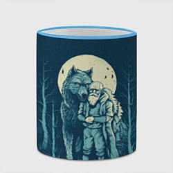 Кружка 3D Старик с волком, цвет: 3D-небесно-голубой кант — фото 2