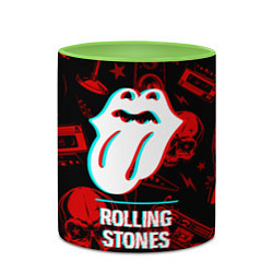 Кружка 3D Rolling Stones rock glitch, цвет: 3D-белый + светло-зеленый — фото 2