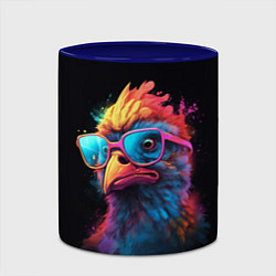 Кружка 3D Неоновая птица в очках, цвет: 3D-белый + синий — фото 2