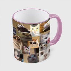 Кружка 3D Мемные котики, цвет: 3D-розовый кант