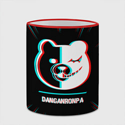 Кружка 3D Символ Danganronpa в стиле glitch на темном фоне, цвет: 3D-красный кант — фото 2