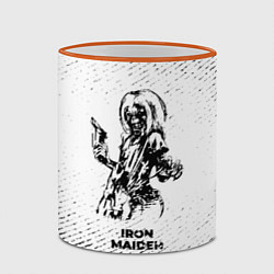 Кружка 3D Iron Maiden с потертостями на светлом фоне, цвет: 3D-оранжевый кант — фото 2
