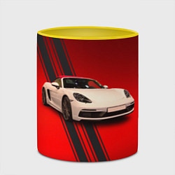 Кружка 3D Немецкий спортивный автомобиль Porsche, цвет: 3D-белый + желтый — фото 2