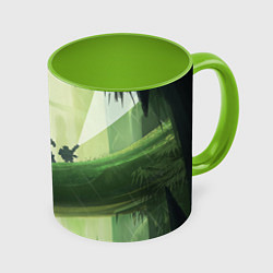 Кружка 3D Приключения Deep Rock Galactic, цвет: 3D-белый + светло-зеленый
