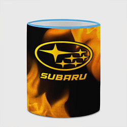 Кружка 3D Subaru - gold gradient, цвет: 3D-небесно-голубой кант — фото 2
