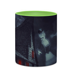 Кружка 3D Жуткий старый дом с женщиной призраком, цвет: 3D-белый + светло-зеленый — фото 2