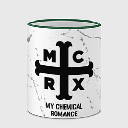 Кружка 3D My Chemical Romance glitch на светлом фоне, цвет: 3D-зеленый кант — фото 2
