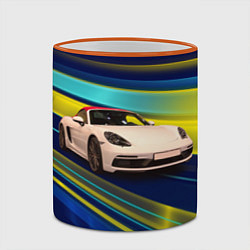 Кружка 3D Спортивная немецкая машина Porsche 911, цвет: 3D-оранжевый кант — фото 2