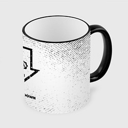 Кружка 3D System of a Down с потертостями на светлом фоне, цвет: 3D-черный кант