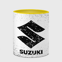 Кружка 3D Suzuki с потертостями на светлом фоне, цвет: 3D-белый + желтый — фото 2