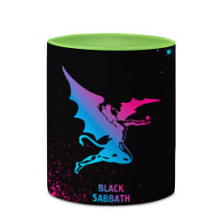 Кружка 3D Black Sabbath - neon gradient, цвет: 3D-белый + светло-зеленый — фото 2