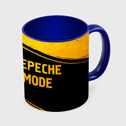 Кружка 3D Depeche Mode - gold gradient: надпись и символ, цвет: 3D-белый + синий