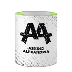 Кружка 3D Asking Alexandria с потертостями на светлом фоне, цвет: 3D-светло-зеленый кант — фото 2