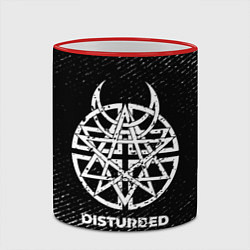 Кружка 3D Disturbed с потертостями на темном фоне, цвет: 3D-красный кант — фото 2