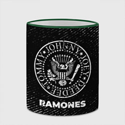 Кружка 3D Ramones с потертостями на темном фоне, цвет: 3D-зеленый кант — фото 2