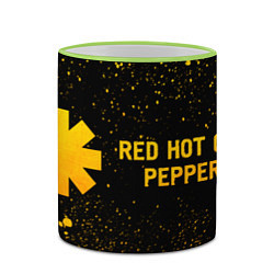 Кружка 3D Red Hot Chili Peppers - gold gradient: надпись и с, цвет: 3D-светло-зеленый кант — фото 2